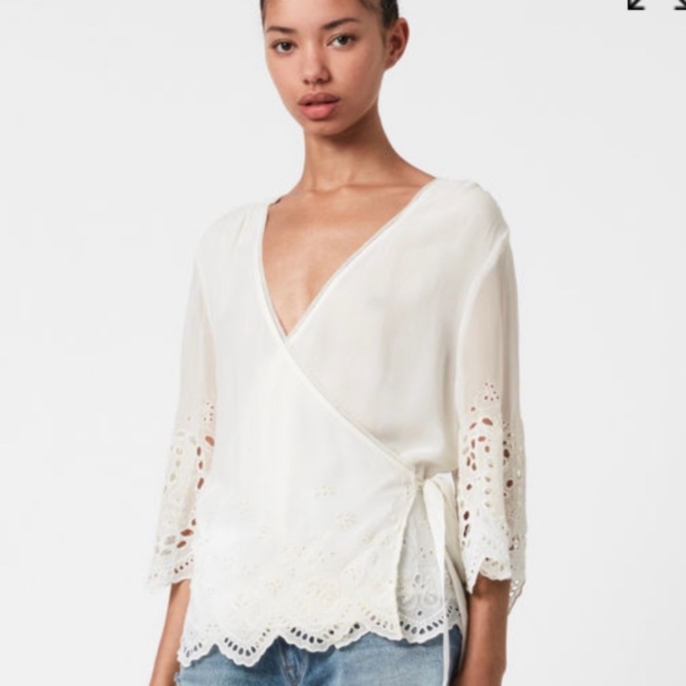 All Saints Zariah Eyelet Wrap Top